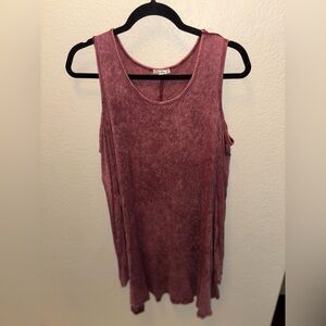 JODIFL Women’s Large Dark Dusty Pink Rose Long Sleeve Open Shoulder Top Soft